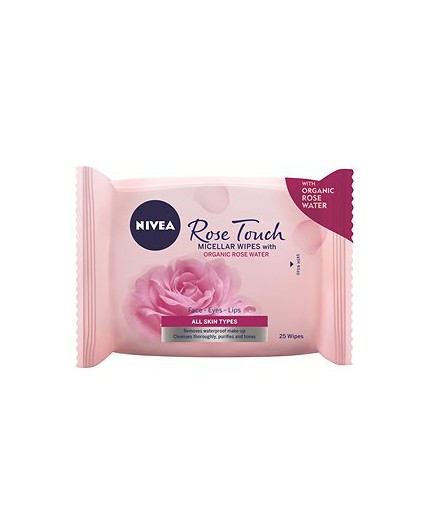Nivea Rose Touch Micellar Wipes With Organic Rose Water Chusteczki oczyszczające 25szt