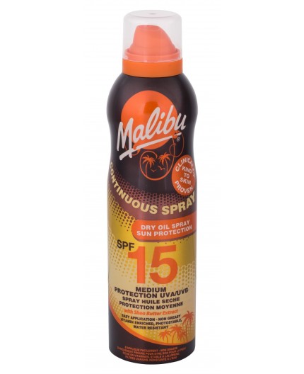 Malibu Continuous Spray Dry Oil SPF15 Preparat do opalania ciała 175ml