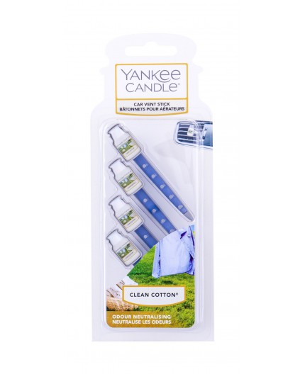 Yankee Candle Clean Cotton Vent Stick Zapach samochodowy 4szt