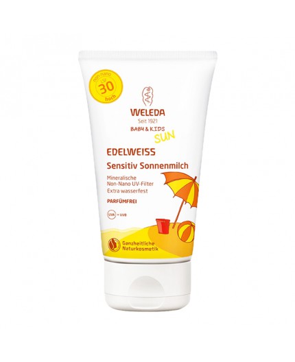 Weleda Baby & Kids Sun Edelweiss Sunscreen Sensitive SPF30 Preparat do opalania ciała 150ml