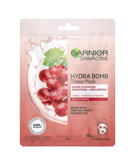 Garnier Skin Naturals Hydra Bomb Natural Origin Grape Seed Extract Maseczka do twarzy 1szt